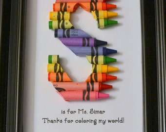 FAST SHIPPING! 5 x 7 Framed Teacher Gift - Personalized Crayon Letter