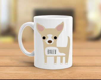 Personalized Chihuahua mug, custom name chihuahua coffee mug, 11 oz or 15 oz, microwave safe, dishwasher safe, gift for her, gift for him