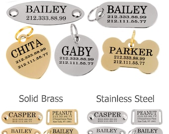 Custom Dog Tag Personalized ID Engraving Nameplate 24K Gold Plated Brass Steel