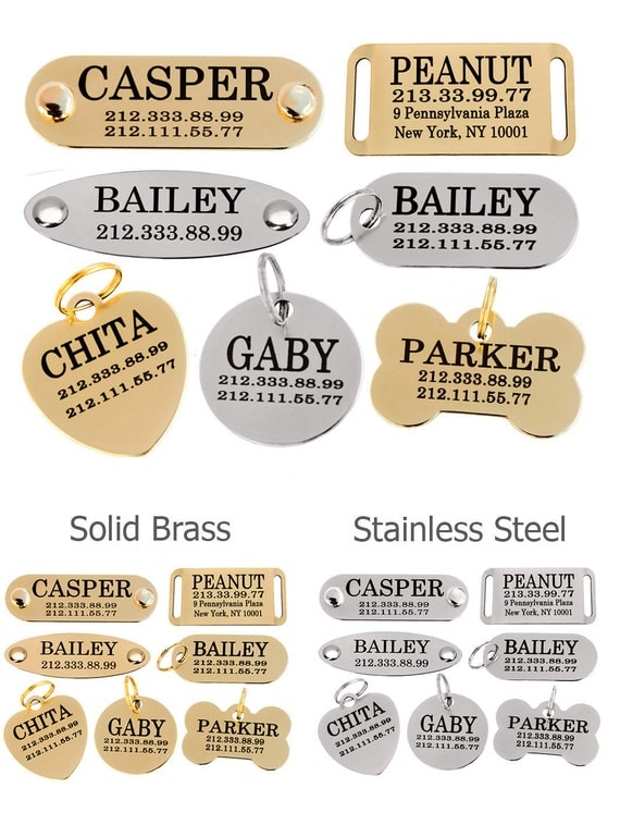 Custom Dog Tag Personalized ID Engraving Nameplate 24K Gold