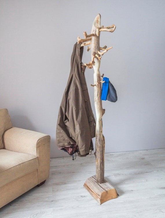 Coat rack Free standing driftwood coat stand Rustic coat