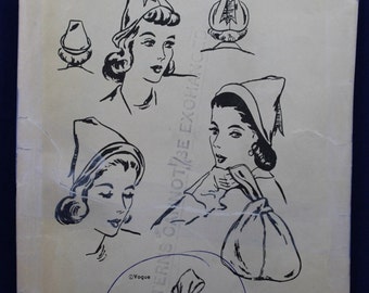 Vintage 1940's Sewing Pattern for a Woman's Hat & Bag - Vogue 9837