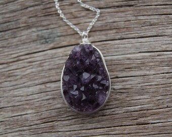 Silver Amethyst Necklace / Raw Amethyst Necklace