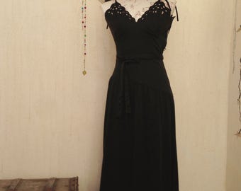 Vintage dress-vintage clothing-vintage fashion-vintage black dress-maxi dress-retro-70s dresses