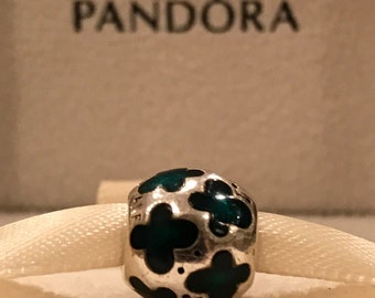 Authentic Pandora Sterling Silver Green Enamel Butterflies Charm Genuine Pandora Bead "Retired" Pandora Charm