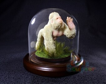 Glow-in-the-Dark "Glo-rilla" Glass Dome Polymer Clay Sculpture