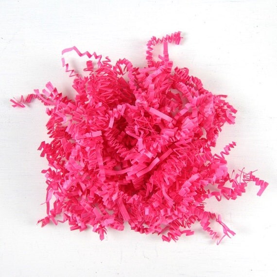 Hot Pink Crinkle Paper EcoFriendly Easter Basket Grass 4