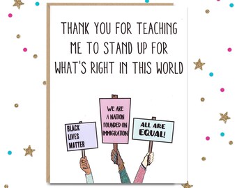 Card for Mom, Feminist Card, Mother's Day Card, Father's Day Card, Card for Sister, Card for Brother, Mom Birthday Card, Dad Birthday Card