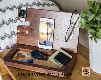 Mens valet tray wood Valet Tray desk organizer wood docking