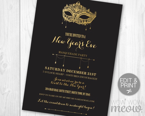 New Years Eve Masquerade Gala Invitations 10