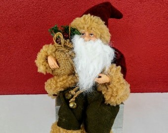 Christmas Decor - Santa Claus Figurine - Santa Holiday Decor - Vintage Christmas - Holiday Home Decor - Sitting Santa - Santa Claus