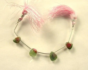 Watermelon tourmaline slice beads 8-10mm 5ct 4 pieces