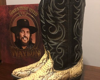 Vintage western snakeskin cowboy boots/7D/8.5/9/WIDE