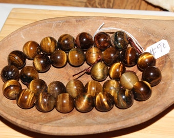 16" Strand of 8mm Smooth Round Tiger Eye Beads #91
