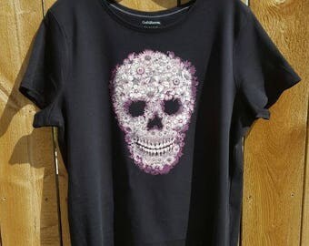 sugar skull shirt, day of the dead, misses shirt, purple flowers, skull shirt, halloween, sugar skull clothing, dia de los muertos