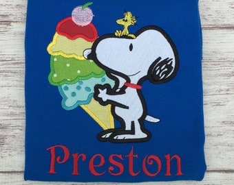 Snoopy Applique Shirt, Snoopy Birthday Shirt