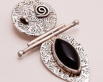 925 Solid Sterling Fine Silver Black Onyx Pendant
