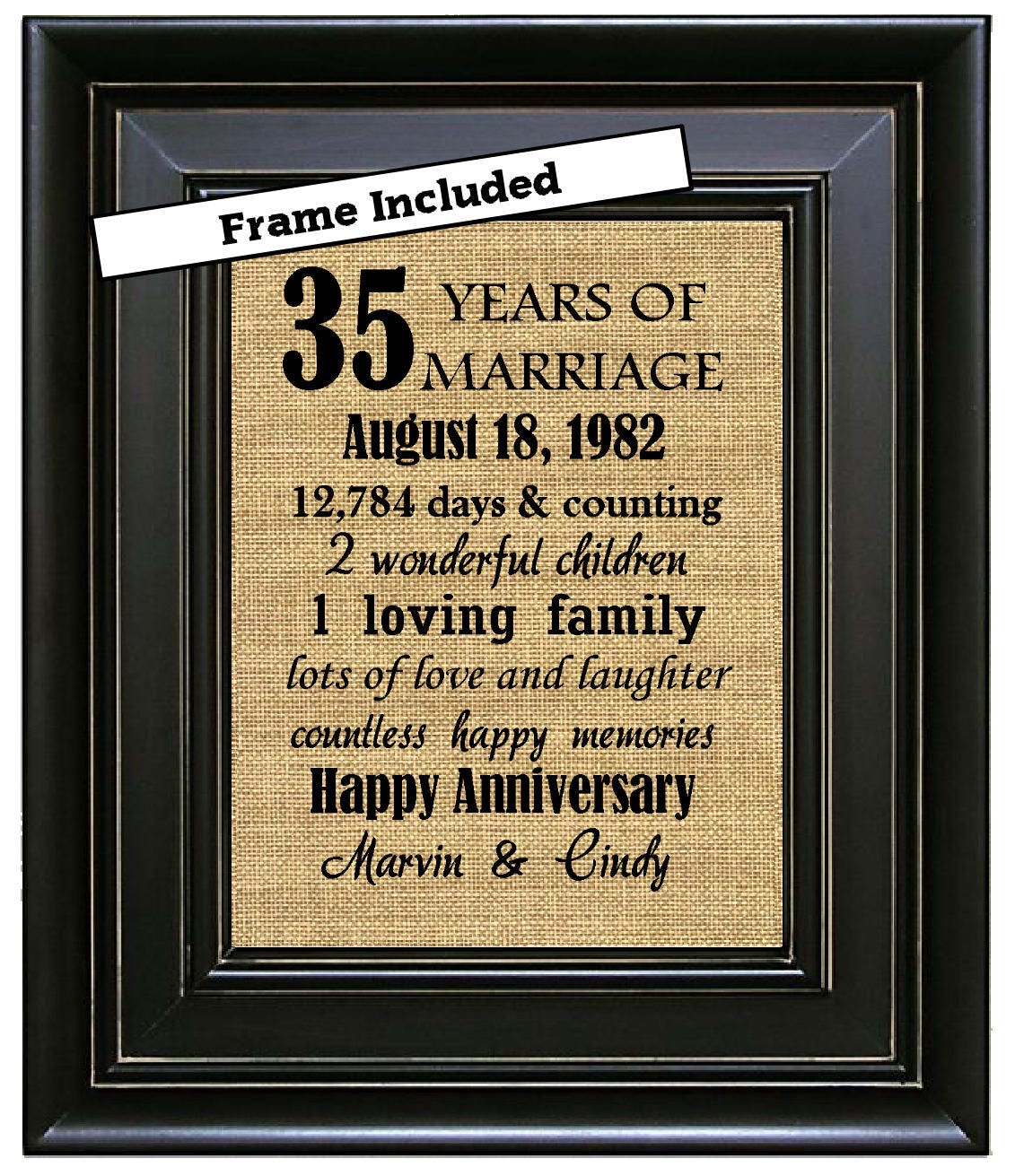 FRAMED 35th Wedding Anniversary/35th Anniversary Gifts/35th