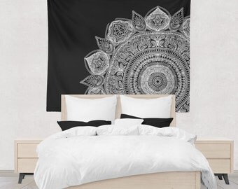 Black And White Mandala Wall Tapestry Yoga Meditation Mandala Wall Hanging