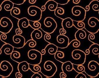 Witchy Halloween Fabric / Studio E Fabrics 3706 / Happy Halloween Fabric / Orange Swirl Fabric / Yardage and Fat Quarters / Halloween Fabric