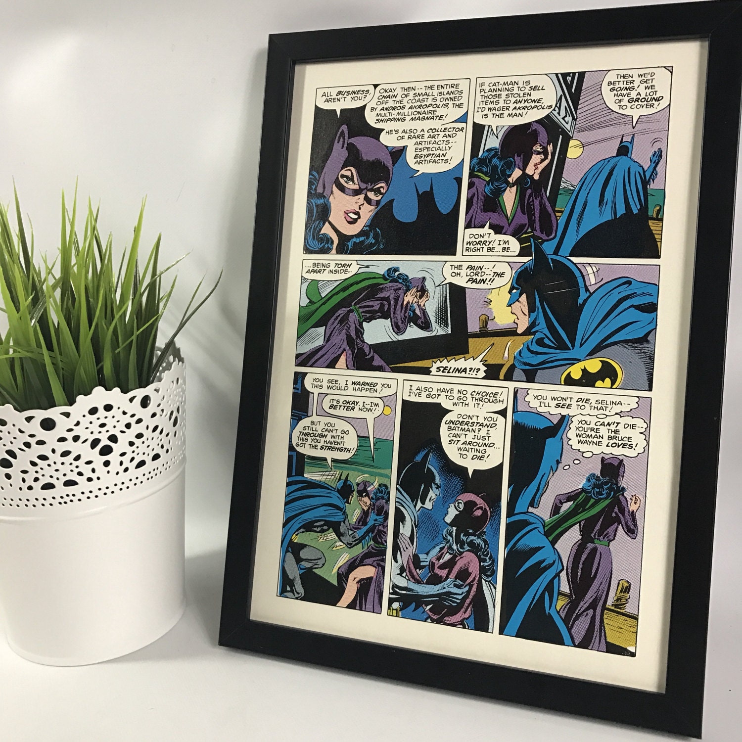 Vintage Batman Comic Frame Retro, 1980's Magazine Art Wall Decor, Man