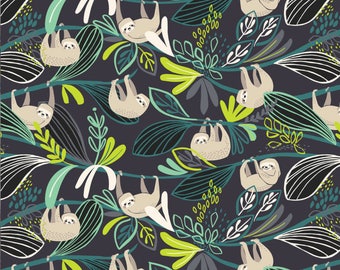 Blend Rainforest Slumber Lazing Sloth Fabric - Green *PRE-SALE* Ships October 2017
