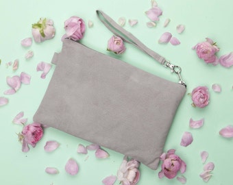 Grey Suede Clutch // Bridal Clutch // Leather Clutch Purse // Genuine Suede Bag // Evening Clutch // Suede Clutch