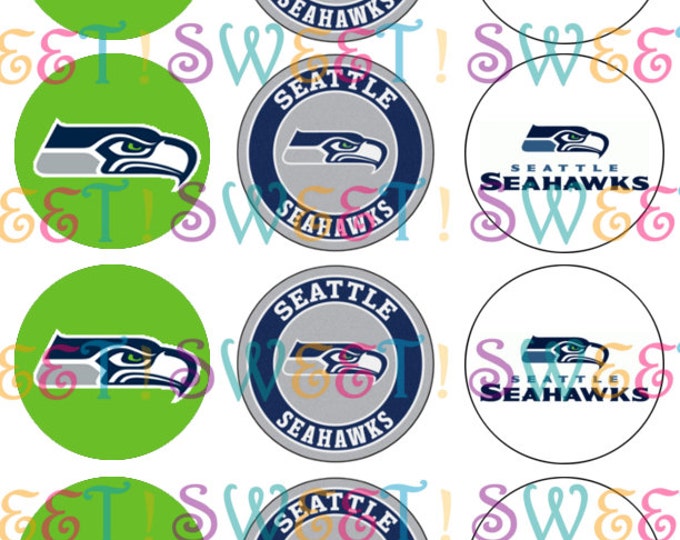 Edible Seattle Seahawks Cupcake, Cookie or Oreo Toppers - Wafer Paper or Frosting Sheet