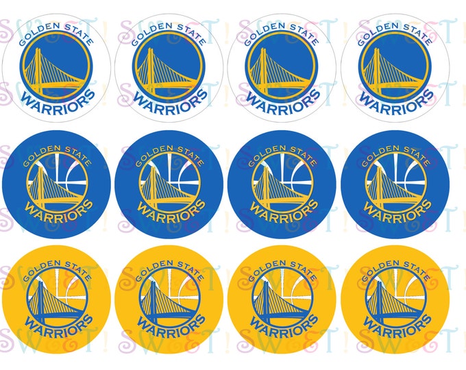 Edible Golden State Warriors Cupcake, Cookie or Oreo Toppers - Wafer Paper or Frosting Sheet