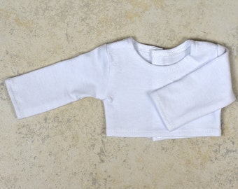 Long sleeve cropped top for 18 inch dolls Color White