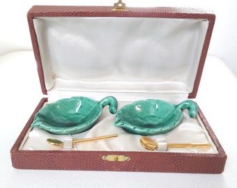 vintage french ceramic salt and pepper cellars