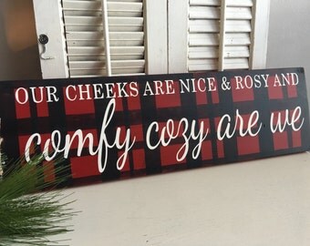 Christmas Decorations - Buffalo Plaid Decorations - Buffalo Plaid Christmas - Holiday Decorations - Mantle Decor - Wood Sign - Handpainted