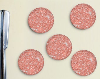 Glitter Magnets - Pink, Rose Gold, Mauve, Girly, Office, Organization, Home Office, Refrigerator, Fridge, Glitzy, Locker Magnet, Organize