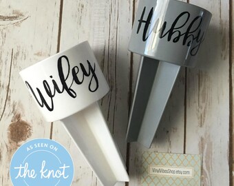 Wifey Hubby Beach Spikers, beach spiker, newlywed gift, wedding gift, gift set, couple beach spiker, honeymoon, honeymoon gift, drink holder