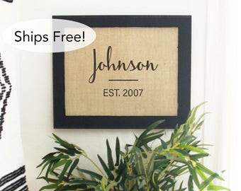 Wedding Gift for Couple | 2nd Anniversary Gift | Bridal Shower Gift | 10th anniversary 25th Anniversary Gift for Parents | Family Name Sign