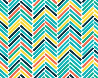 Chevron Fabric, Retro Road Trip, fabric with chevrons, zigzag fabric pattern, by Fabric Freedom, 19-02