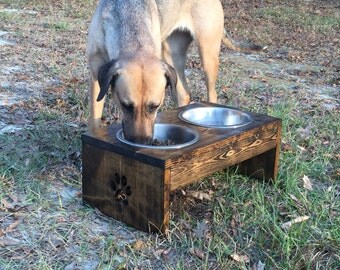 6inch, Elevated Dog Feeder - Raised Dog Feeder - Dog Bowl - Rustic Dog Bowl Feeder