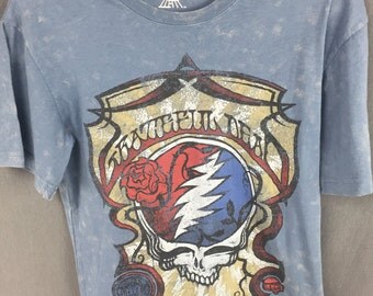 Grateful Dead T shirt, Retro Authentic Hall of Fame Upcycled Tee, Size M Blue Tee, Rock n Roll T Shirt, Band T shirt, Deadhead