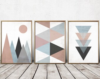 Wall Art Prints - Abstract Art Prints - Geometric Decor- Abstract Wall Art - Abstract Art Print - Nordic Art - Triangle Art