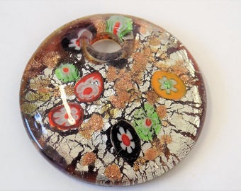 Brown Scattered Gold Glass Pendant Focal