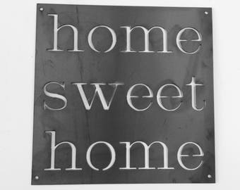 Home Sweet Home - metal wall art - metal wall decor - rustic metal art - shabby chic wall decor - fixer upper decor - fixer upper metal sign