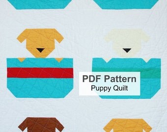 PDF Baby Quilt Pattern, Puppy Quilt Pattern, Dog Sewing Instructions, Digital Animal Quilt Pattern, Instant Download Quilting Instructions