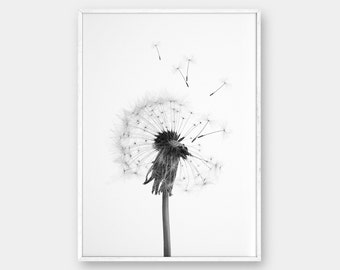 Dandelion Wall Art, Printable Art, Dandelion, Black and Whit, Simple Decor, Dandelion Decor, Dandelion Art, Dandelion Print, Printable Art