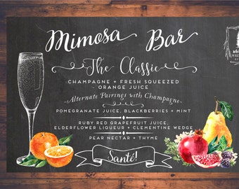 bar mimosa sign menu chalkboard drink mary bloody shower bridal rustic printable