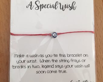 BlueB - A Special Wish BLUE EVIL EYE Bracelet - choose your cord color
