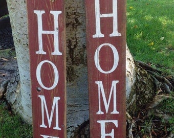Vertical HOME Reclaimed Wood Sign, Fence wood, Housewarming gift, Rustic home sign, Wedding sign, Family sign, Fast shipping