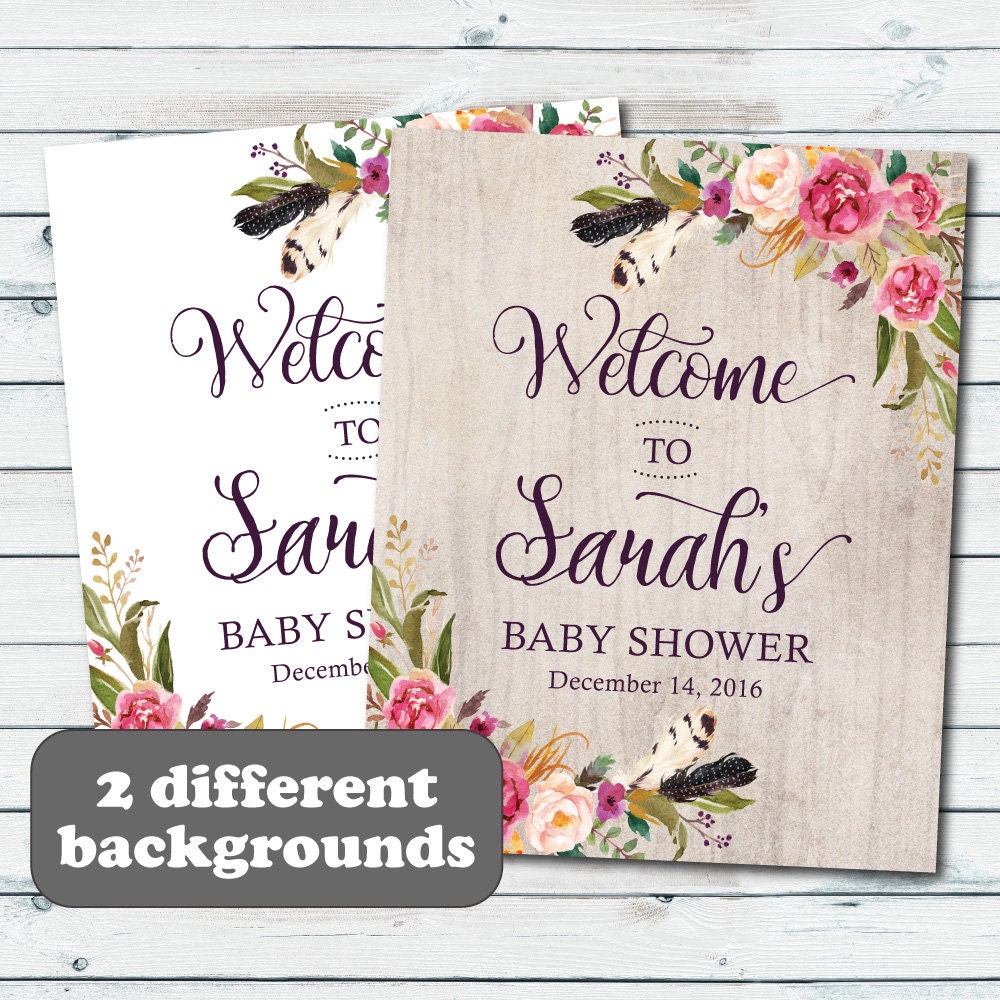 Baby Shower Welcome Sign Personalized Boho Baby Shower