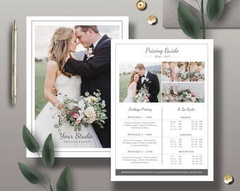 Pricing Guide Template, Photography Pricing Design, Minimalist Design Price List Template for Photographers - INSTANT DOWNLOAD - PG001