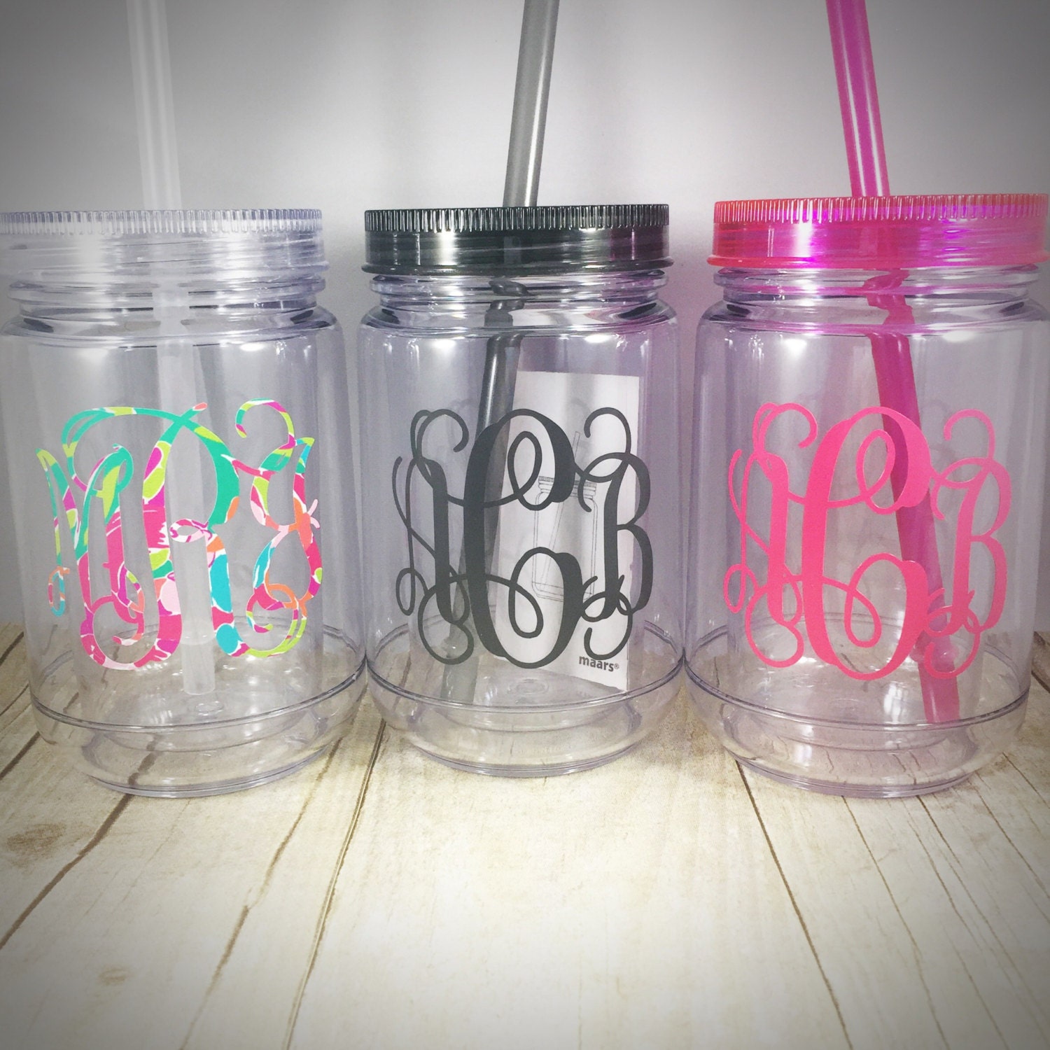 Mason Jar Cup with Mongram monogrammed mason jar monogram