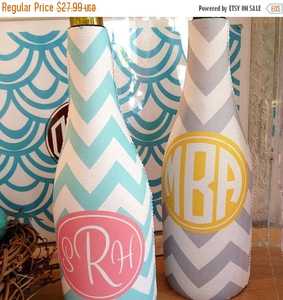 SALE Personalized Wine Bottle Sleeve Custom by SweetJuniperDesign